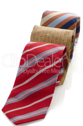 Closeup of three ties