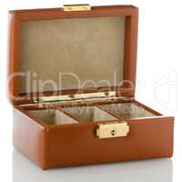 Brown leather jewelery box