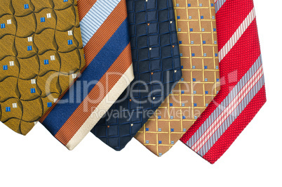 Closeup of five ties