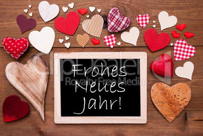 One Chalkbord, Many Red Hearts, Frohes Neues Means New Year