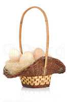 Eggs on a basket