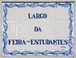 Ceramic sign in Coimbra, Portugal