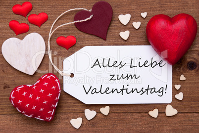 Label With Red Hearts, Valentinstag Means Valentine Day