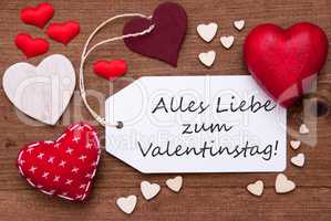 Label With Red Hearts, Valentinstag Means Valentine Day