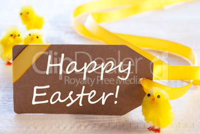 Label With Chicks, Text Happy Easter