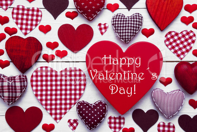 Red Hearts Texture, Text Happy Valentines Day