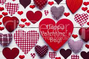 Red Hearts Texture, Text Happy Valentines Day