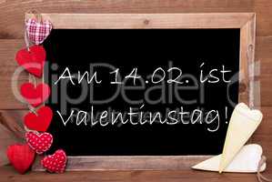 One Chalkbord, Red And Yellow Hearts, Valentinstag Means Valentines Day