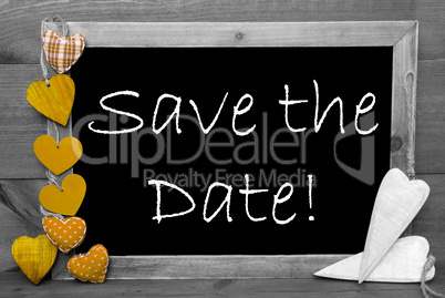 Black And White Blackbord, Yellow Hearts, Save The Date