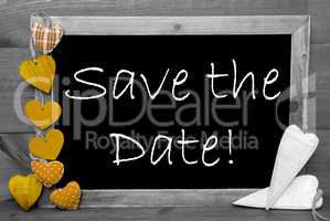 Black And White Blackbord, Yellow Hearts, Save The Date