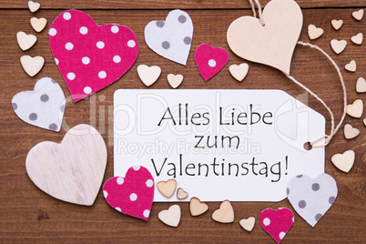 Label With Pink Heart, Valentinstag Means Valentines Day