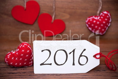 One Label With Romantic Hearts Decoration, Text 2016