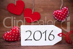 One Label With Romantic Hearts Decoration, Text 2016