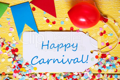 Party Label With Balloon, Text Happy Carnival, Macro