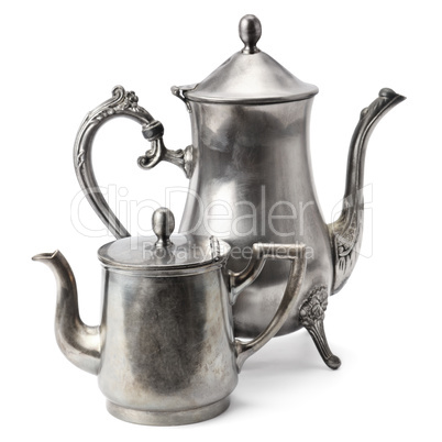 old coffee pot isolated on white background