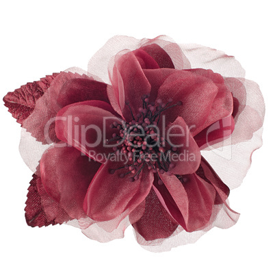 Red fabric flower