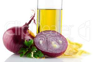 Red onions and olive oil