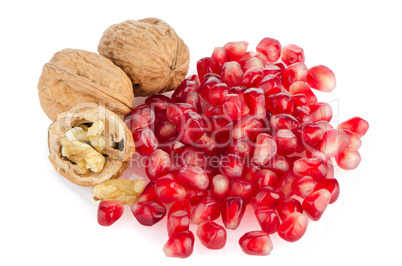 Pomegranate seed pile and nuts