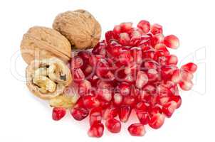 Pomegranate seed pile and nuts