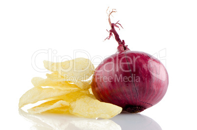 Potato chips and onion