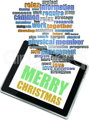 Smart phone with Merry Christmas greetings on the screen, Vector holiday card