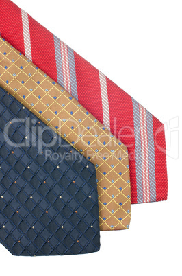 Closeup of three ties