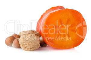 Ripe persimmons and nuts