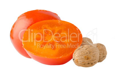 Ripe persimmons and nuts