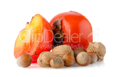 Ripe persimmons and nuts