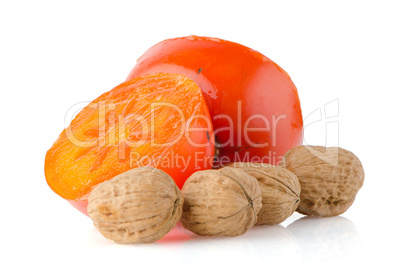 Ripe persimmons and nuts