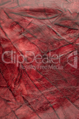 Red leather texture closeup