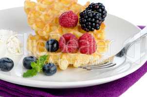 Waffles with fresh berries