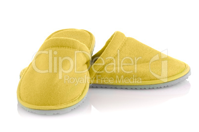 A pair of yellow slippers