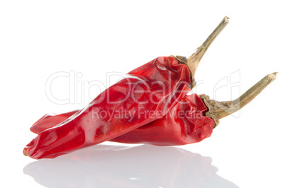 Two red hot chili pepper