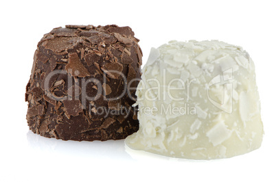 White and brown chocolate candies