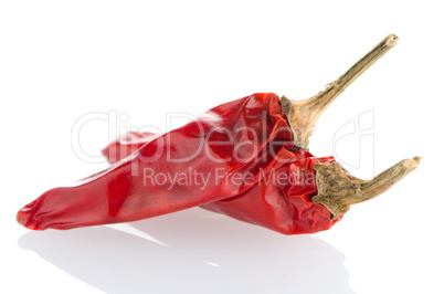 Two red hot chili pepper