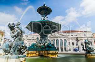 Baroque fountain on rossio square
