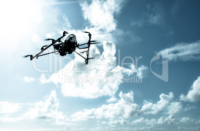 Octarotor drone flying