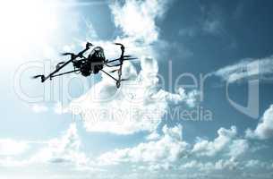 Octarotor drone flying