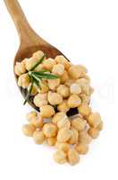 chickpeas over spoon