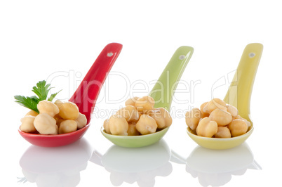 chickpeas over spoons