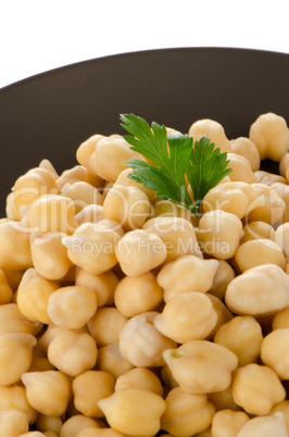 Chickpeas in a brown plate