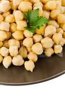 Chickpeas in a brown plate