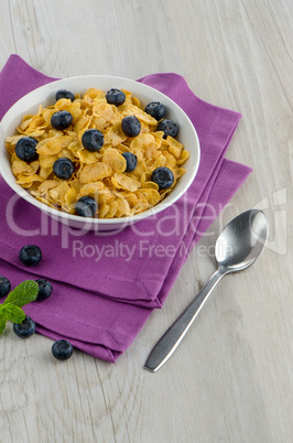 Cereal and blueberries