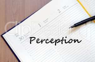 Perception write on notebook