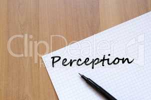 Perception write on notebook