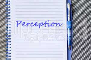 Perception write on notebook