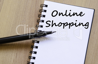 Online shopping write on notebook