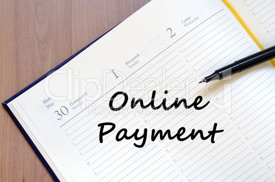 Online payment write on notebook