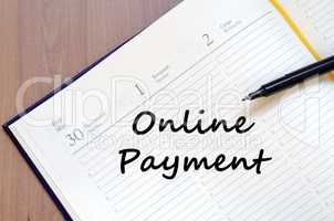 Online payment write on notebook